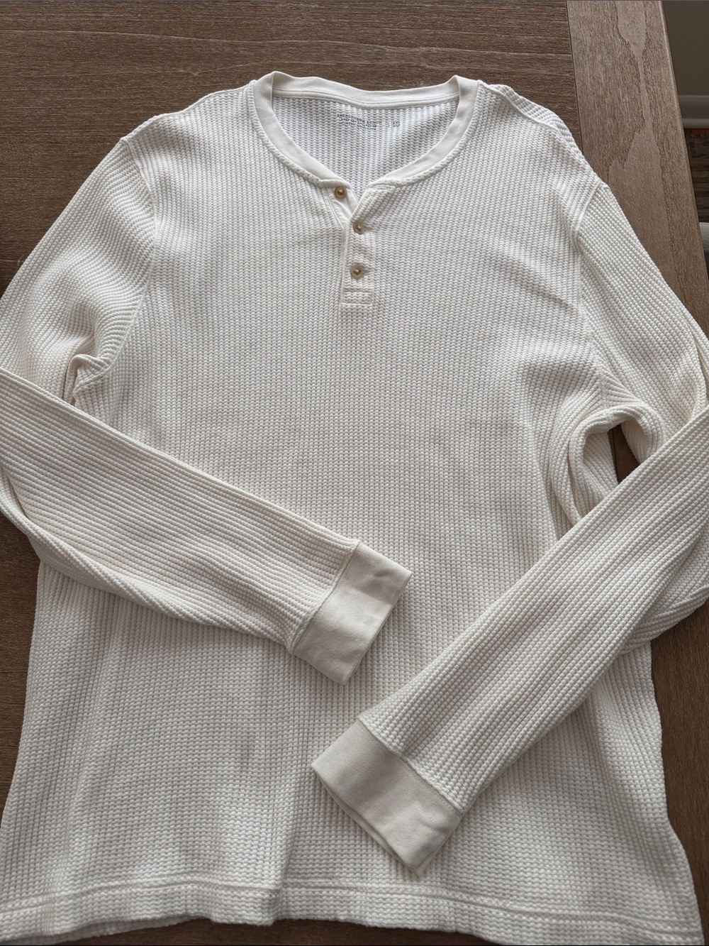 Abercrombie & Fitch Cream Waffle-Knit Long Sleeve Henley